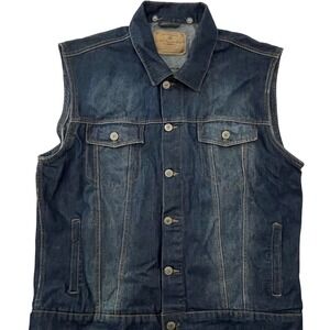 Ablanche Y2K Denim Jean Utility Vest Men's 3XL Pockets‎ Dark Denim Streetwear